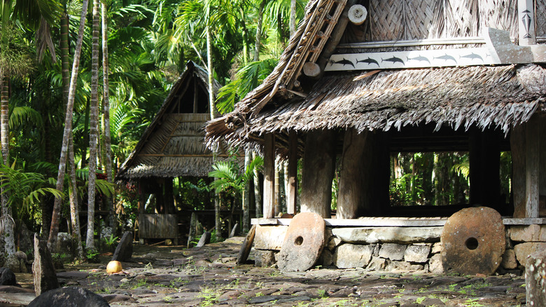 Maisons de style traditionnel à Yap, Micronésie
