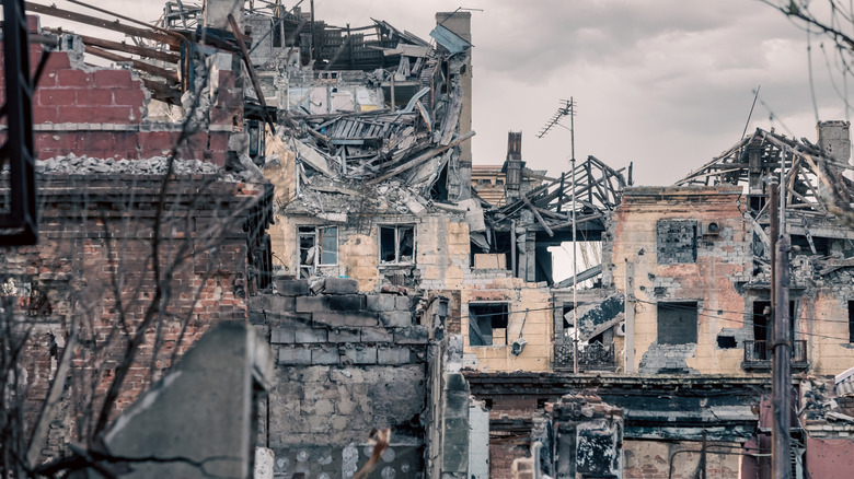 Bâtiments détruits en Ukraine