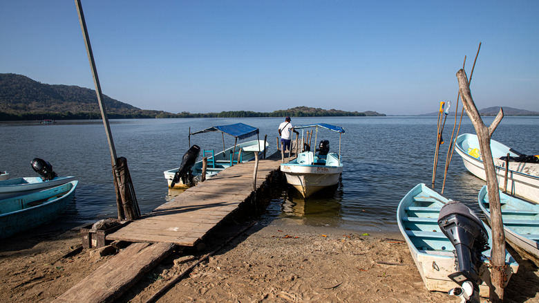 Bateaux sur le quai du parc national de Lagunas de Chacahua