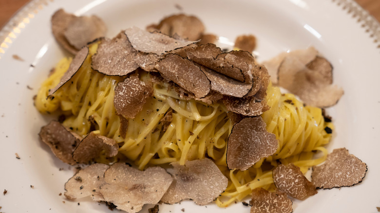 La truffe râpée sur les pâtes