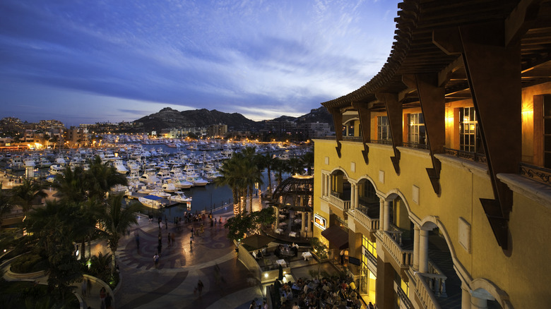 Marina et yachts la nuit à Cabo San Lucas