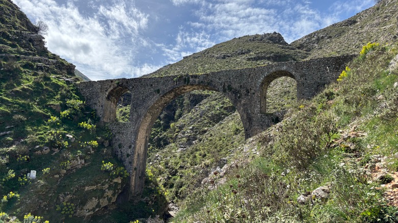 Bridge Ali Pacha près de Gjirokaster entouré de collines vertes