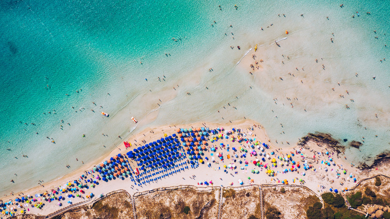 Vue aérienne de Spiaggia della Pelosa