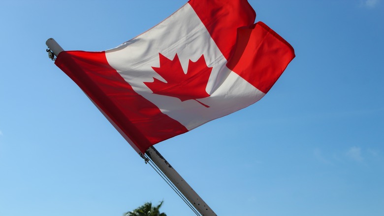 Drapeau canadien soufflant dans le vent