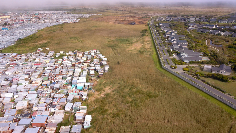 Vue aérienne des quartiers d'Afrique du Sud