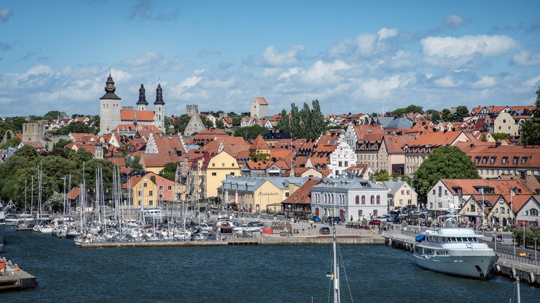 Vue aérienne de Visby à Gotland