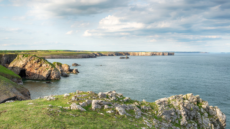 Point de vue de la tête de pile près de Barafundle Bay, Pays de Galles