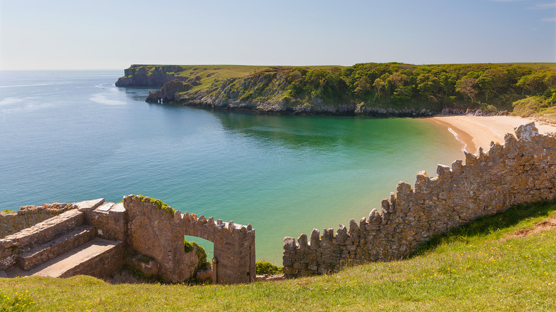 Le rivage de la baie de Barafundle dans le Pembrokeshire, Pays de Galles