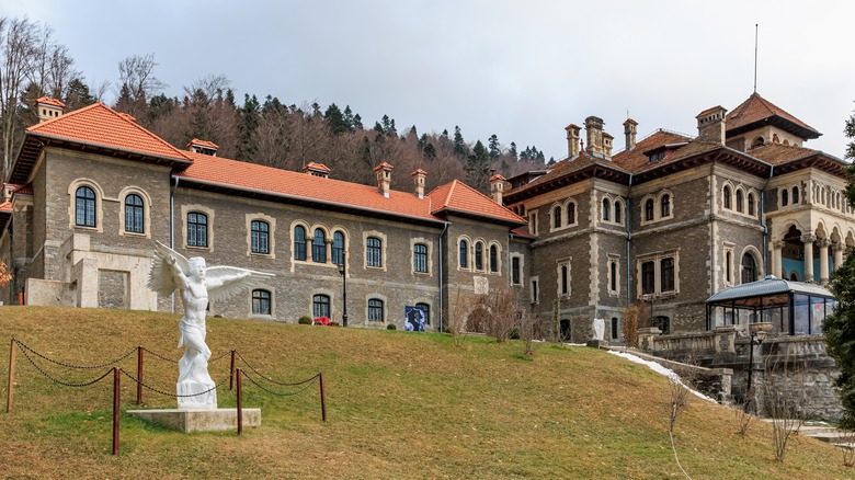Vue au niveau du sol du château de Cantacuzino