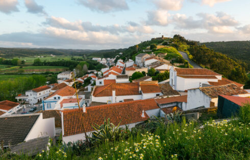 La ville de surfeur enchanteresse du Portugal à la château de château possède certaines des meilleures vagues et des randonnées côtières de l'Algarve