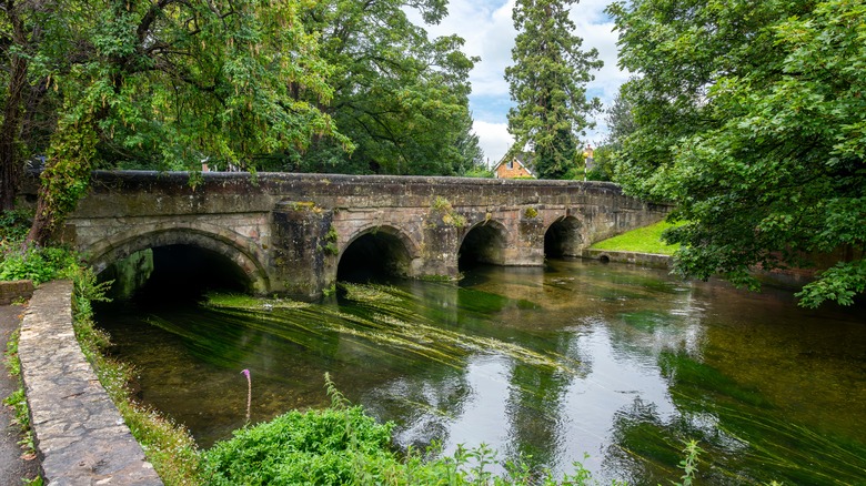 Prime d'arc de pierre ancienne traversant la rivière Avon, Salisbury, Angleterre