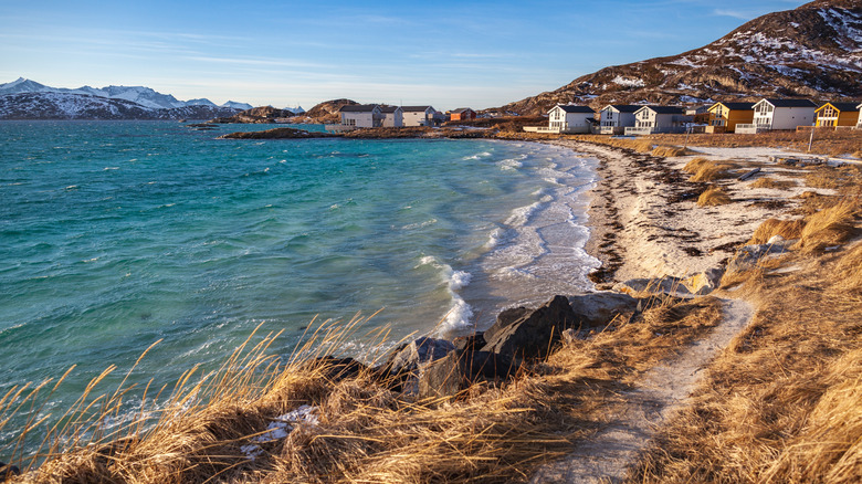 Une plage de sable sur l'île Sommarøy, en Norvège