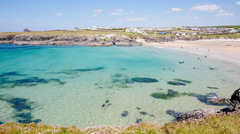 Plage à Treyarnon Bay, Cornwall, Angleterre