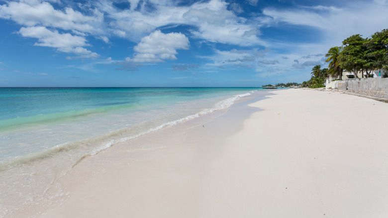 Vue sur la plage de sable blanc de Welches à Oistins