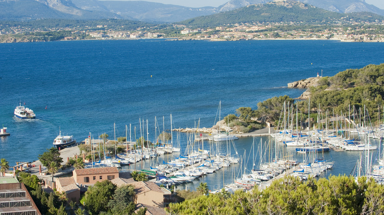 Vue aérienne du port des Embiez