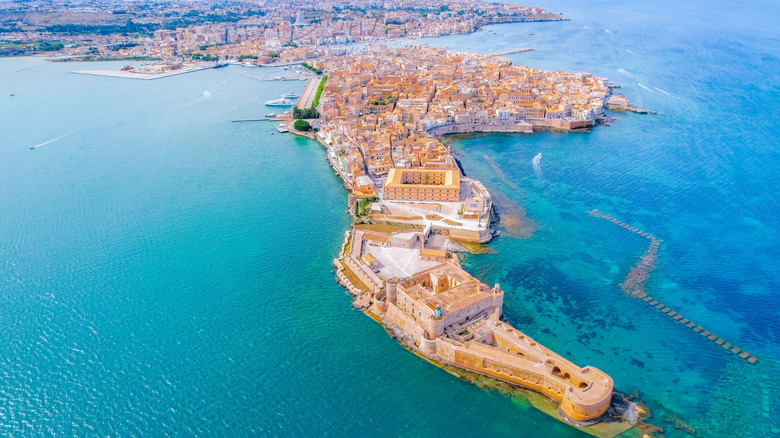 Vue aérienne de l'île d'Ortigia