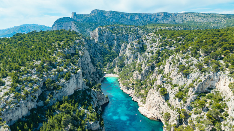 Falaises de la Calanque d'En-Vau vues d'en haut en France